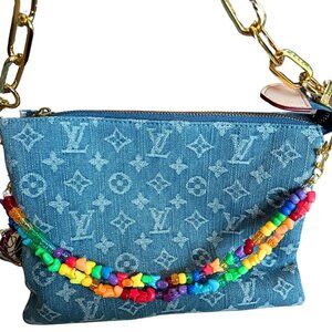 Rainbow Beaded Bag & Jean Charm